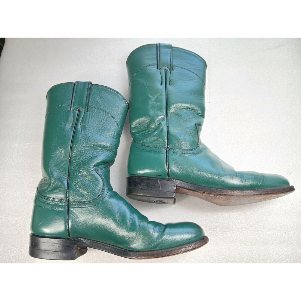 Justin Women's Green Leather Cowboy Boots – Size 4.5 – Made in USA - Picture 3 of 16